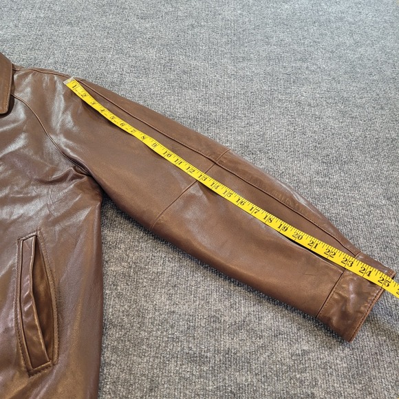 Claiborne 100% Lambskin Leather Bomber Jacket Mens M Brown Full Zip Quilt Liner - Picture 5 of 8